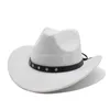 Hat Fedora en laine pour femmes hommes courbés rainure western cowboy chapeau de jazz casquette de mariage de mariage