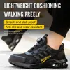 Style Rotary Buckle Security Boots for Men Women Work Sneakers Breathable Steel Toe Shoes Puncture-Proof Safety Shoes 240510