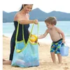 Sacs de rangement Protables Enfants Sable à l'extérieur Mesh Beach Toys Clothes Sac serviette Baby Toy Enfants Grands Cosmétiques Net Pliage