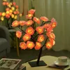 Lâmpadas de mesa LED Rose Tree Bouquet Lâmpada de cabeceira noite luz usb decoração de casa de casa presente -Pink