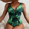 Frauen Badebekleidung Print Frauen ein Stück Badeanzug sexy brasilianisch thong push up Monokini Sommer U-Back Badeanzug Schnitt Bodysuit Frau aus