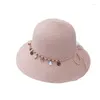 Beretten ouder-kind modieuze zomerzon hoeden dames vrouwen casual bowknot decoraties strovisor cap voor vakantie zee