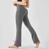 AAA Designer Lul Pantalon de yoga sportif pour femmes confortables 2024 Nouvelles femmes Wear Double face nylon Sentiage soulevant la hanche serrée neuf divisions larges de la jambe