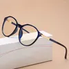 Zonnebril mode paarse ronde ronde bijziendheid bril vrouwen mannen onregelmatig groot frame blauw licht blokkeren op recept optica bril