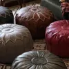 Kussen Morokkaanse stijl omslag PU Leather ongestuwde Ottomaanse borduurvaartuigen Craft Meditation Futon Tatami Pouf zonder vullingen