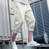 Pantalon masculin Fashion Loose Spliced Zipper Pockets All-Match Bandage Capri 2024 Été surdimensionné surdimension