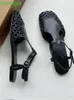 Chaussures décontractées tressées creux plate plate authentique en cuir rétro-carré