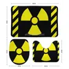 バスマット核放射線警告標識3PCSバスルームセット印刷サンゴベルベット非スリップトイレカバーマット