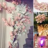 Dekorativa blommor 100 cm Simulering Artificiell körsbärsblomgren Fake Flear Flower Encrypted Tree For Wedding Home Wall Decor Diy Plants