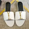 luxuries Designer Women Slippers Sandals Summer Shoes Slides Fi Leather Wide Flat Heels Beach Sandale Black White Golf With Box Size 35-42 n29o#