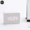 Väckarklocka LED Träklocka Tabell Voice Control Digital Wood Despertador USB/AAA Powered Electronic Desktop Clock Home Supplies 240512