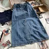 Röcke Taschen Denim Midi Rock Frauen Sommerkleidung 2024 hohe Taille Baumwolle Jean Girls Jugendliche Trendung Y2k Long