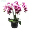 Decoratieve bloemen roze mot orchidee bloemstuk voor kantoordecoratie real touch faux diy 5 stcs 4pcs blad mos vaas