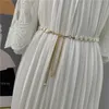 Waist Chain Belts New Womens Belt Shell Pearl Decoration Thin Metal Hundred Pieces Matching Dress Accessories Tight Corset Q240511