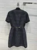 滑走路ドレスデザイナー新しい秋の冬のプリントツイードドレスと同じスタイルサンドレスh7636dy
