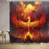 Duschgardiner fantasi phoenix röd eld brinnande stigande mystiska djur fågeltillbehör bad