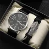Armbanduhr Fashion Herren Sport Leder Uhren Luxus Quarz Armbanduhr Luminous Clock Männer Business Casual Watch mit männlichem Armband Sets