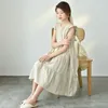 Girl Dresses Korean Style Summer Long Dress For Girls Fashion Patchwork Design Loose Hem Gowns Children Teens Daily Casual Clothes