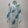 Casual Dresses Women Loose Fit Dress Resort Style Leaf Print Semester Beach Cover-Up For Long Hides Shirt Type