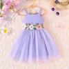 Girl's Dresses Dress For Kids 2-7 Years old Birthday Fashion Cute Floral Belt Tulle Suspender Princess Casual Dresses For Baby GirlL2405