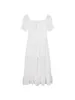 Robes de fête Fleur carrée de la femme Robe à manches courtes blanches Elegance Summer Élégance Sexy Long Vestidos Fée