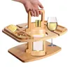 Decorative Plates INS Home Garden Picnic Table Wooden Portable Outdoor Folding Fruit Snack Tray Camping Wine Decoration