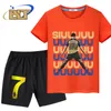 Ronaldo Siuuuuu Baskılı Çocuk Giyim Yaz Tshirt takım elbise şortları 2piye Seti Erkek ve Kızlar İçin Uygun 240511