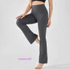 AAA Designer Lul Pantalon de yoga sportif pour femmes confortables 2024 Nouvelles femmes Wear Double face nylon Sentiage soulevant la hanche serrée neuf divisions larges de la jambe