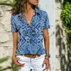 Blouses pour femmes Summer Retro Graphic Shirt Fashion HARAJUKU Street Tops Short Manneve Oversize Cardigan Vintage Vintage Beach Elegant Blusa