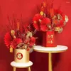 Fleurs décoratives 2pcs L'imitation Golden Flower Ginkgo Leaf Plastic Wood Festival Decoration Wholesale