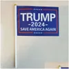 14x21cm Donald Trump 2024 Bannerflaggen Nehmen Sie die amerikanische Flagge mit Flaggmast -Wahldekoration Drop Lieferung Home Garden Festive PA Pole