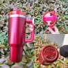 Quencher rosso giallo rosa bianco neon nero rosa nero rosa H2.0 Tumbler 40 oz tazze con coperchio e paglia di paglia tazze in oro cioccolato 40 once bottiglie d'acqua 0513