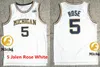 Мужчина № 5 Jalen Rose Michigan Wolverines Basketball Jersey сшита № 4 Крис Уэббер #25 Juwan Howard #41 Glen Rice #2 Jord Poole Michigan Jerseys S-3XL