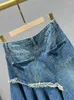 Saias Salia Irregular de jeans de jeans 2024 Primavera verão Cantura alta solta e emagrecer roupas coreanas plissadas