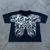 Мужские футболки 2024 Американская модная одежда Strt Men Men Men Printed Retro Casual Ful Shik Fort Y2K Gothic High Lose Seve Women H240513