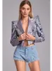 Damesjacks Disco dubbelzijdig pailletten Jacket Jacked kraag glanzende korte jas party club sexy streetwear elegante vintage bovenkleding lente