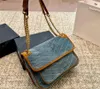 Luxury Designer Quilted Tote Bags Fashion Solid Color Jeans Denim Bags Shoulder Crossbody Bag Girl Chain Handbag