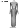 Casual jurken fanan vrouwen lange mouw o-neck gestreepte 3D geprinte bodycon midi maxi jurk 2024 sexy clubkleding avond feestvestidos