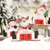 Ornament Countdown Christmas Advent Calendar Desktop Träblock Santa Snowman Reindeer Tabletop Decoration 1030