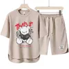 Herrspår 2024 Summer Mens Set Short Slve T Shirts+Shorts Men Tracksuit Japan Fashion Men Clothing Harajuku Tracksuit Men 2 Piece Set Y240508