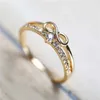 Wedding Rings Fashion Gold en Silver Womens Ring White Crystal Cubic Zirconia Infinite Love Engagement Party Sieraden Q240511
