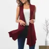 Öppen front cardigan tank topp kvinnor ärmlös väst stilfull kvinnor chic midlängd för en 240513