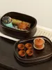 Tee Tabletts handgefertigt zu Hause staubdichter japanischer Bambus Set Aufbewahrungsbasketballmaschine Handwerk Multifunktions Kosmetikschale Kosmetikschale