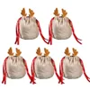 Santa Candy Bag rendierzakken Veet Drawstring Tassen Kerstdecoratie Kinderen Nieuwjaar Party Gift S S S S S