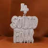 Fox Fox Fox personnalisé En diamant pendentif sterling sier / 14kt Solid Gold Full Iced Out Gift pour lui