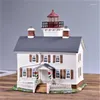 Decorative Figurines Ceramic European Manor Town Night Light Hand Painted White House Home Decorations Gift Decoration