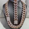 Hip Hop Rapper Cuban Sier 25Mm Wide 4 Rows VVS Moissanite Full Iced Out Cuban Link Chain Necklace