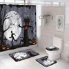 Tende da doccia secca separazione bagnata tende a set di Halloween set di tappeti senza slip impermeabile tappetino da bagno coperchio per bagno.