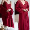 Vêtements à la maison sexy kimono robe set femmes 2pcs peignoir chemise de nuit mariage