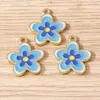 Charms 10pcs 18x21mm Cute Colorful Enamel Flower Pendants For Jewelry Making Earrings Necklace Bracelets DIY Crafts Accessories